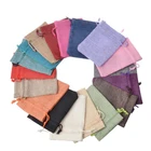 7x9cm 9x12cm Multi colors mini pouch jute bag linen jewelry drawstring pouch bag