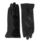 Lace Gloves Fashion Sexy Lace Embroidery Flowers Winter Womens Dress Leather Gloves Black Touchscreen