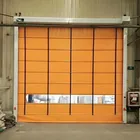 China good quality industrial automatic fast acting exterior big size wind resist fold up pvc high speed stacking doors