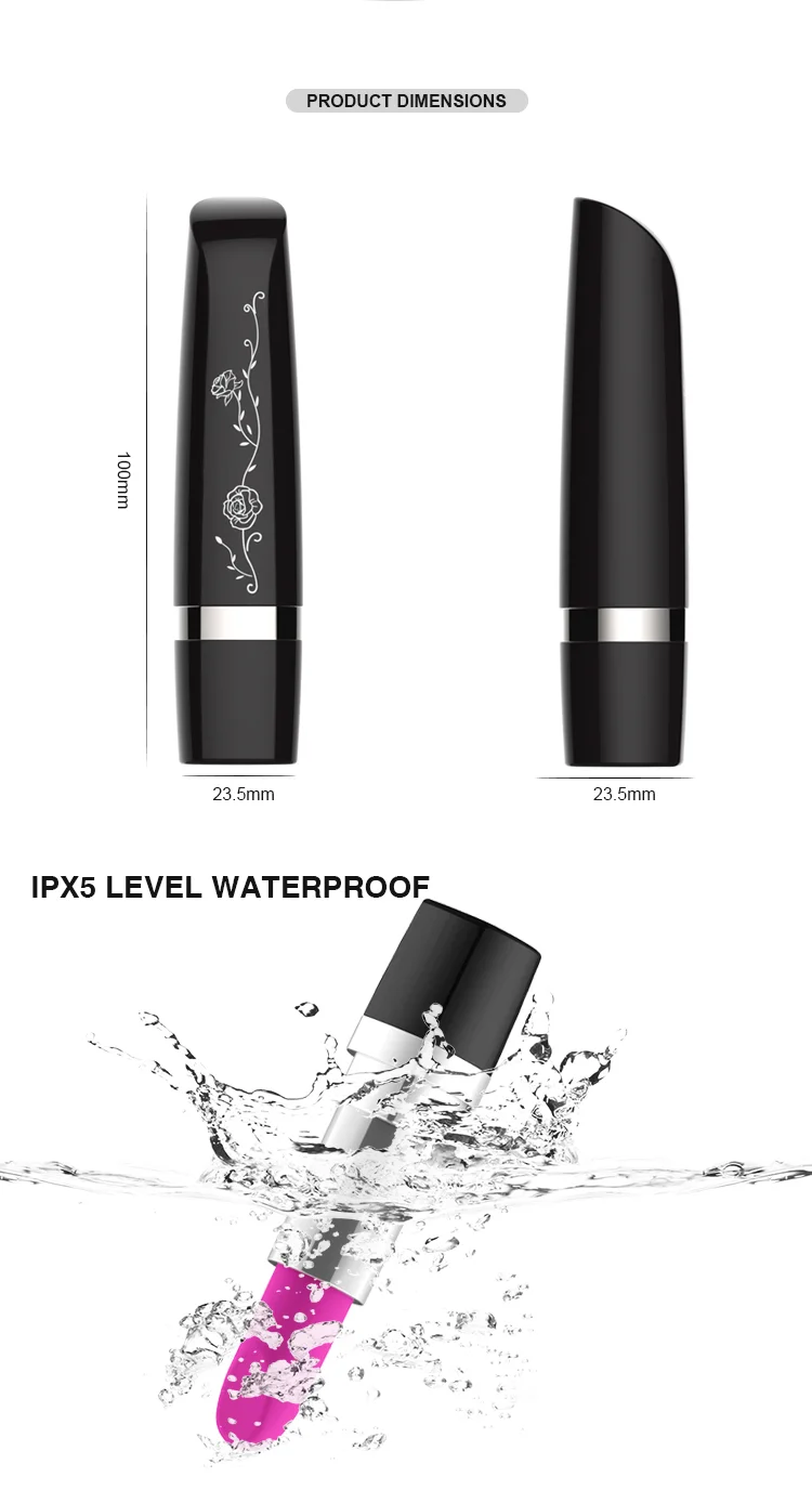 Female Electric Handheld Personal Massage Silver Black Bullet Battery Lipstick Vibrator