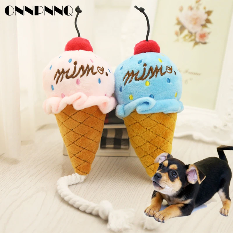 OnnPnnQ Plush Delicious Ice Cream Toys Puppy Cat Interactive Toys For Small Dog Bite Resistant Chew Squeak Toys Pet Supplies5