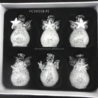 Unique design glass christmas argentate angel ornaments 6/set
