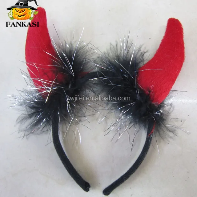 classic red devil horns headband for halloween party