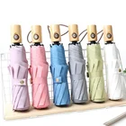 2019 High quality wholesale auto open auto close promotion 3 fold umbrella with wooden handle 6 colors option