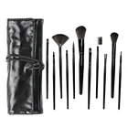 12 pieces black wholesale makeup brush set private label , fan flat makeup brush