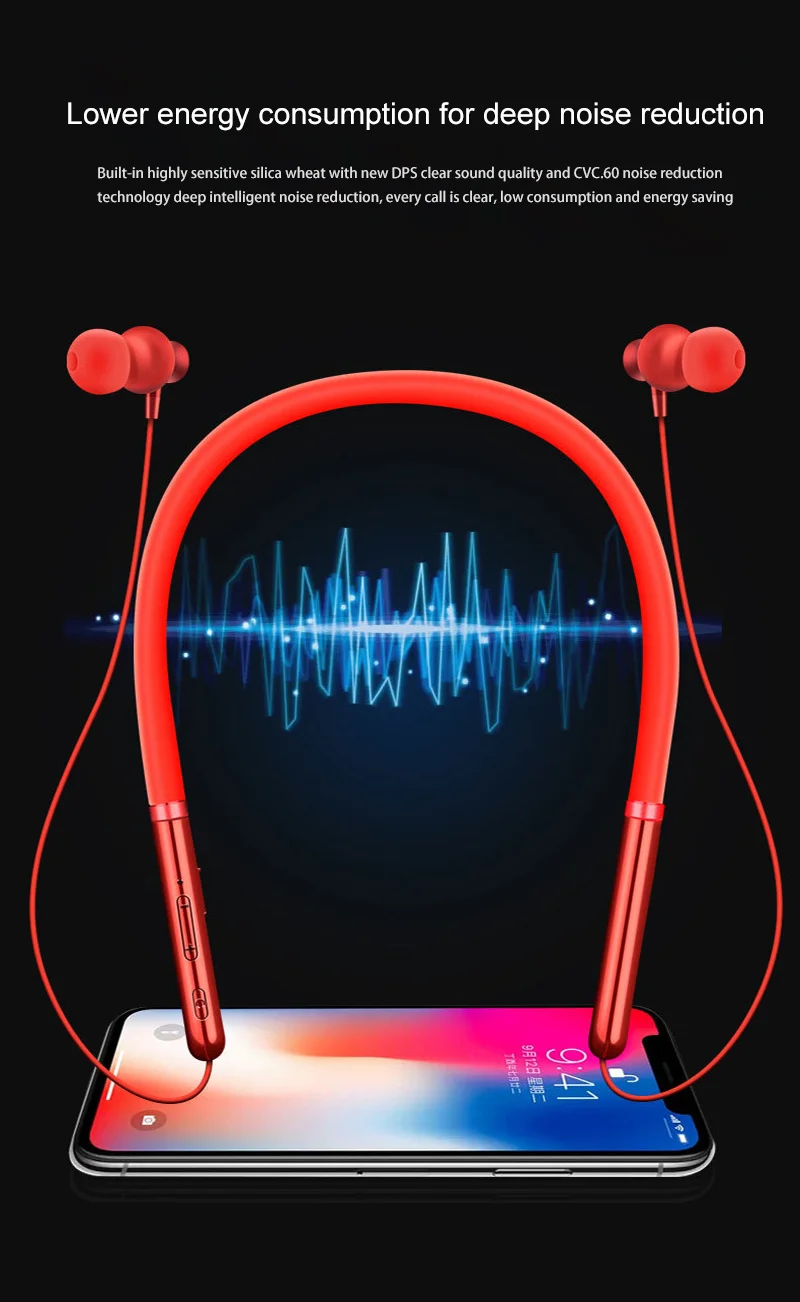 5.0 EDR Wireless Cell Phone Headset Best Necklace Halter Wireless Earphone Earbuds - ANKUX.COM