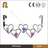 Heart shape over door hook with crystal jewel decoration 5 hooks for wedding