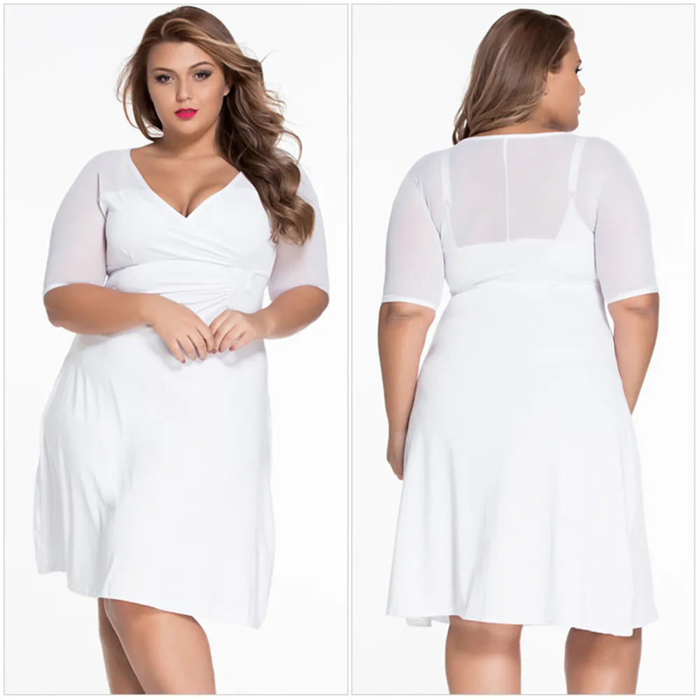 Fashion Mesh Dress Women Plus Size XL-XXXL Half Sleeve Work Wear Sugar and Spice Dress cozy vestidos Spring dress big sizes (5)