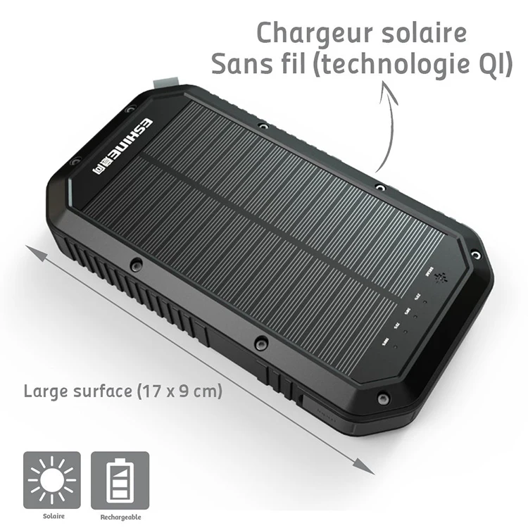 28 LED Light 3 USB Fast Charging Qi Wireless Solar Powerbank 30000mah - ANKUX.COM
