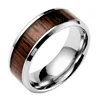 Vintage Silver Fashion Design Wood Grain Male Ring Hand Wedding Finger Stainless Steel Rings For Men Women Jewelry Party Gifts