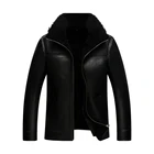 Exquisite workmanship mens black double face lamb fur leather jacket styles sale