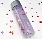 10oz 300ml cylinder voss style craft gift packing glass bottle with fancy design print wholesale