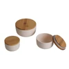 GEBO Factory 3 pieces Fresh Sealed Ceramic Bowl with Bamboo Lid Porcelain Food Storage Bowl