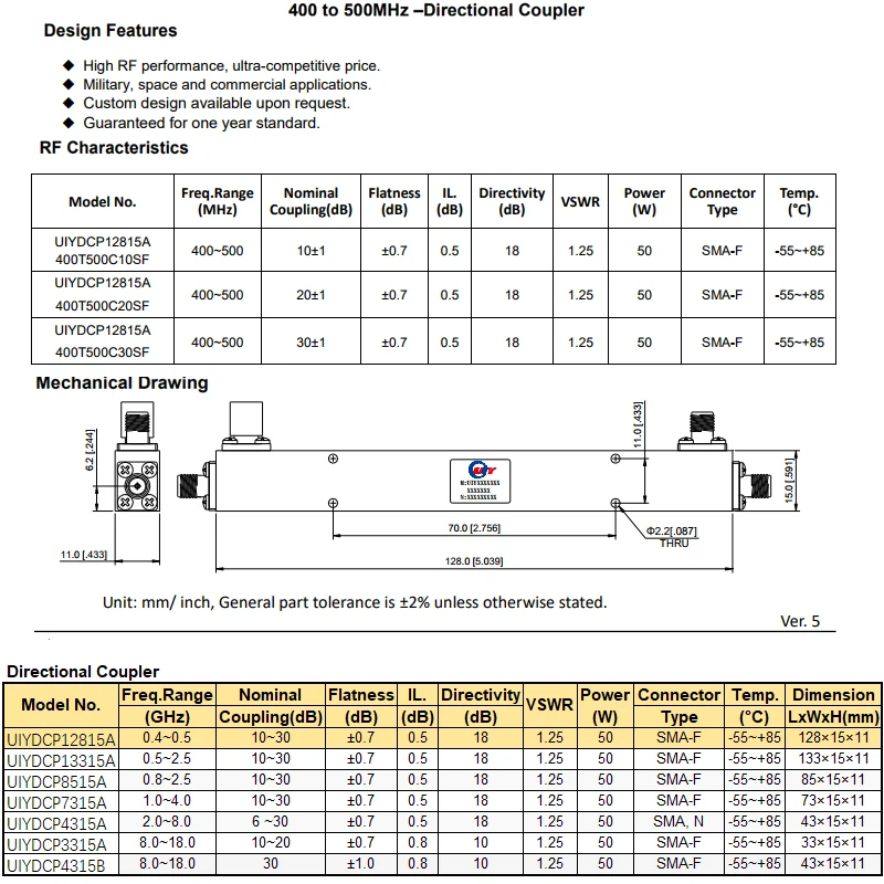 Insertion Loss 0.5db 50w Rf Directional Coupler Buy Insertion Loss 0