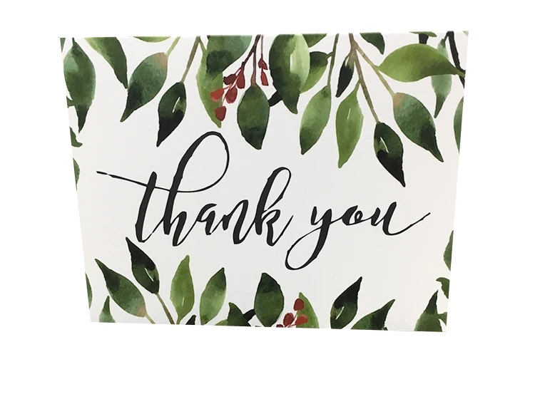 4x6 inch flower pattern multicolor thank you card with envelope