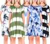 Wholesales soft cotton silk digital print short sleeves women tie dye dress