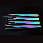 OEM rainbow color extension eyelash tweezer eyebrow tweezer
