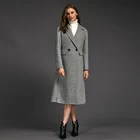 Custom korea winter plaid coats women, long coats for ladies
