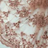 new peach lace tulle fabric net embroidery fabric design handmade beaded sequin lace fabric for dress or bridal