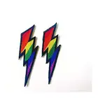 Mini Cute Lightning Bolt Gay Lesbian Pride Rainbow Retro Jacket T-Shirt Sew Iron on Embroidered Applique Badge Sign Patch