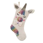 SJ359 unique large sequins bowknot LED christmas unicorn stocking candy gift sock