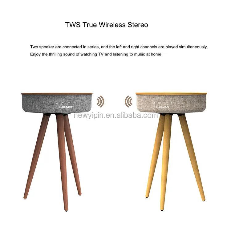 Modern Home Studio Smart Table with Built in 6600mAH Bluetooth Speaker & Wireless Qi Charger - Ash Wood Bed Room Speaker - ANKUX.COM