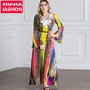 5072#wholesale long sleeve maxi bohemian casual elegant fitted women plus size dress