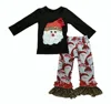 kids used clothes boutique Santa Claus applique design outfit christmas gift organic baby clothes for American children
