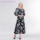 Hot Night Dress Women Long Sleeve Flower Print Cotton Backless Dresses