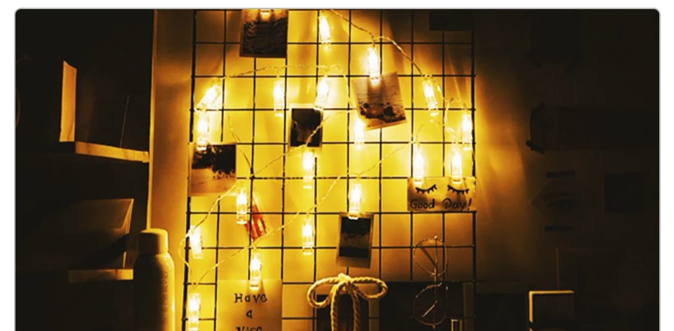 10 20 40 LEDs Garland Card Photo Clip Led String Fairy Lights New Year Christmas Decoration Battery Decorative Light For Wedding (11)