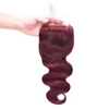 4*4 Free Part Closure Brazilian 99J Color Remy Hair Swiss Lace Closure