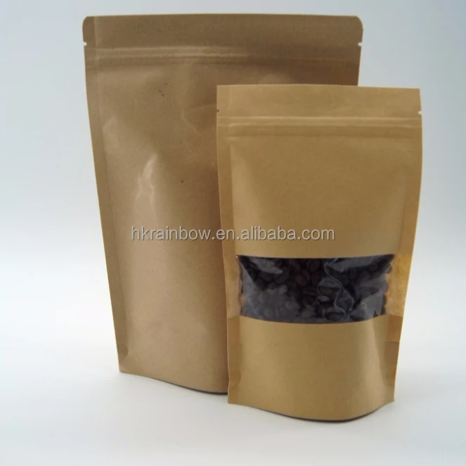 reclosable recycled brown kraft paper bag food packaging paper