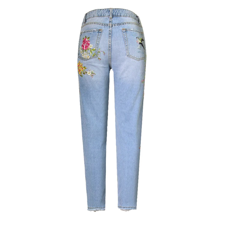 2019 High Quality Denim Women Jeans Embroidered logo Pants Women Jean