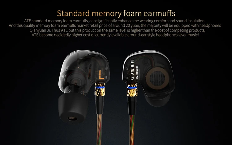 KZ ATE Wired Headphone HiFi Sport Headphones In Ear Earphone For Running With Microphone Headset music Earbuds - ANKUX.COM