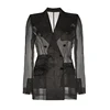 OEM custom silk sheer organza double-breasted jacket for women