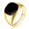 Wholesale Cheap Vintage Personalized Simple Design Gents Black Enamel Signet Ring Fashion Gold Silver Men Rings