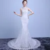 2016 Fashion Halter Lace Slimming Fish Tail Wedding Dress Mermaid Bridal Gown