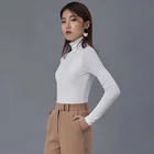 High-necked slim elastic bottoming shirt black and white T-shirt