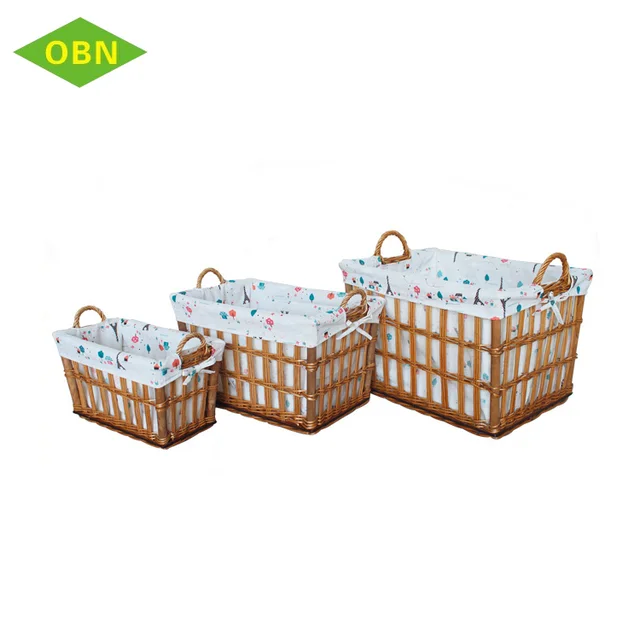 home storage nested wicker knitting baskets with 2 side handles