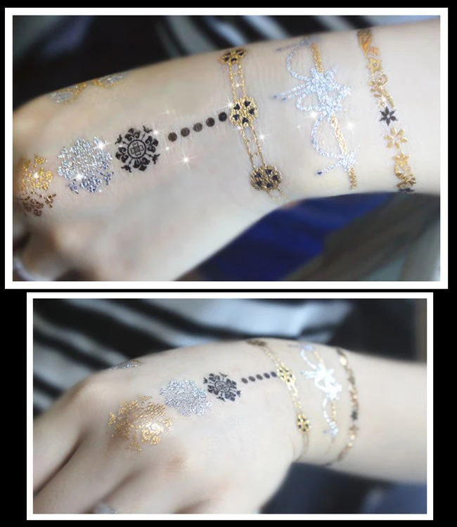 Hot Sale Body Temporary Gold Silver Foil Metallic Flash Tattoos Tattoo Flash Wholesale Buy