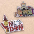 Custom Creative Silver Aluminium Foil Promotional personalized city magnets of fridge souvenir