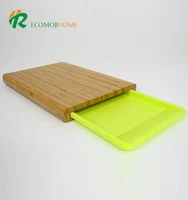 Ecofriendly kitchen set Bamboo Chopping board cutting slicing with plastic tray