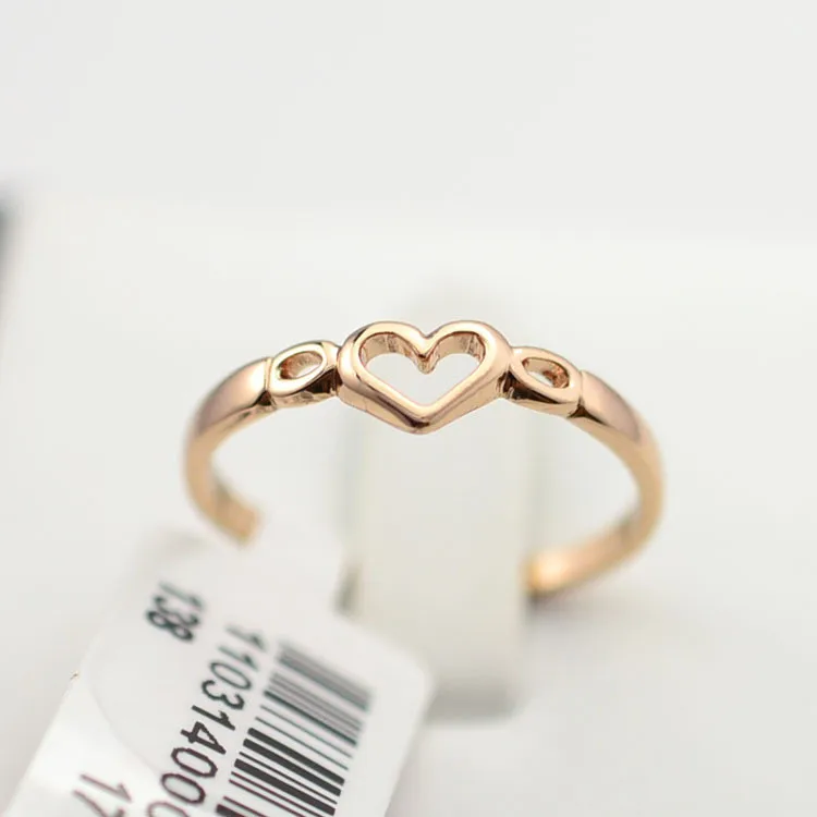 Wholesale rose gold heart shaped gold finger ring without stone