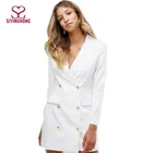 Women winter clothing long sleeve white tuxedo mini dress ladies fashion