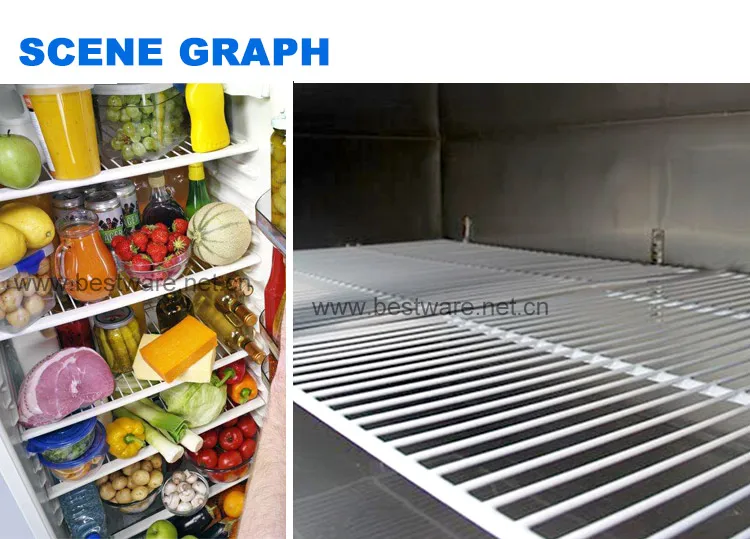 Professional Kitchen Equipment Fridge White Plastic Icebox Wire Shelf Wire Shelves Refrigerator Rack.jpg
