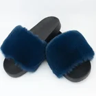 Outdoor Beach Wearing Perfect Fur Slides Rabbit Fuax Fur Slippers Sandals