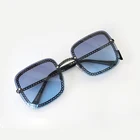 HBK Luxury Square glasses Women sunglasses With Chain K32841