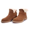 Comfortable Winter Warm Flat Sheepskin Fur Walnut Suede Leather Ankle Boots for Women
