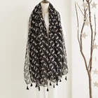 Wholesale 2018 latest kids scarf fashion black cute animal printed tassel cat scarf