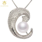 hot sale girls gift real 925 silver freshwater pearl pendant necklace jewelry